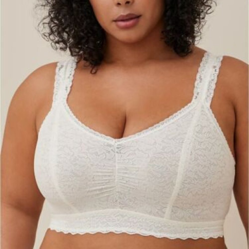 NWT Torrid 2X Ivory 4-Way Stretch Lace Wireless Bralette (18-20) Plus 46D-50DD